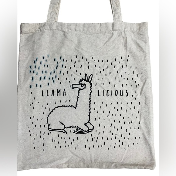 LLAMALICIOUS fabric tote bag 16” X 15” - Picture 2 of 7